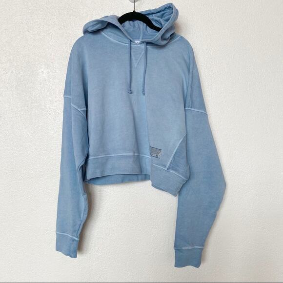 NWT BDG Slouchy Cropped Hoodie Dusty Blue Size Small - Picture 2 of 12